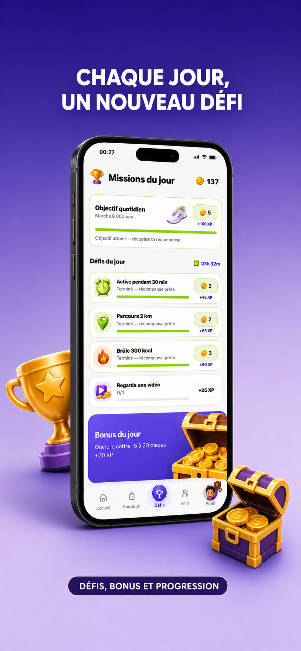 Écran des défis Stepio
